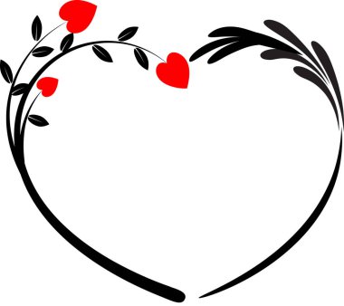 Beyaz arkaplanda ağaç dalları olan renkli düz kalp logosu, 