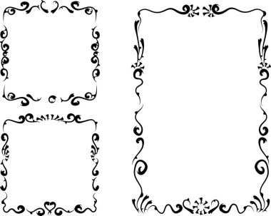 Beyaz arkaplan, vektör, illüstrasyon üzerinde izole çiçek çerçeveleri seti 