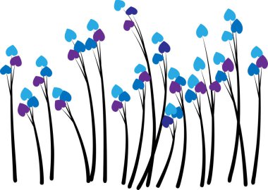 Beyaz arka planda kalbi olan bitkiler, aşk konsepti 