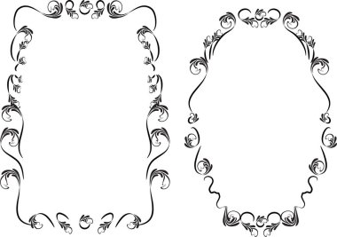 Beyaz arkaplan, vektör, illüstrasyon üzerinde izole çiçek çerçeveleri seti 