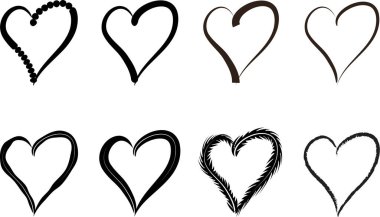 Güzel dekoratif kalp koleksiyonu, aşk konsepti 