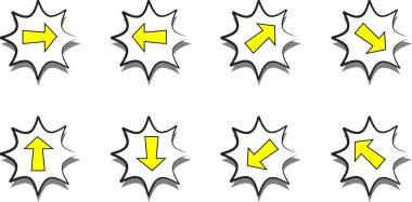 Beyaz arkaplanda düz ok simgeleri kümesi, vektör illüstrasyonu  