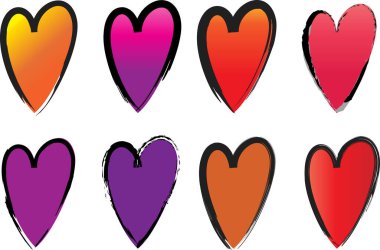 Güzel dekoratif kalp koleksiyonu, aşk konsepti 