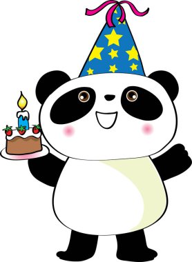 Beyaz arka planda izole edilmiş şirin panda, vektör illüstrasyonu