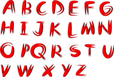 beyaz arkaplan, vektör, illüstrasyon üzerinde izole edilmiş çizgi film dekoratif alfabesi