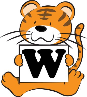 Hayvanlı renk vektörü w harfini çiziyor