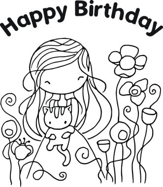 Çizgi film kızlarıyla vektör çizimi 