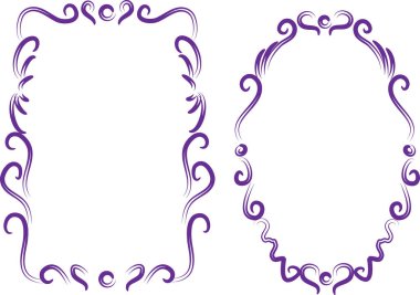 Beyaz arkaplan, vektör, illüstrasyon üzerinde izole çiçek çerçeveleri seti 