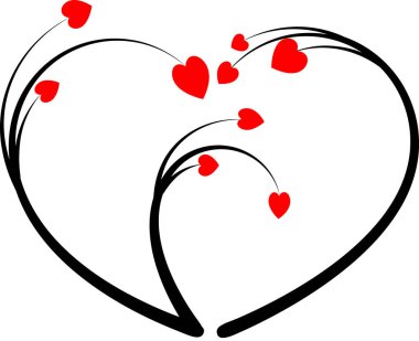 Beyaz arkaplanda ağaç dalları olan renkli düz kalp logosu, 