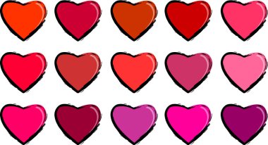 Güzel dekoratif kalp koleksiyonu, aşk konsepti 