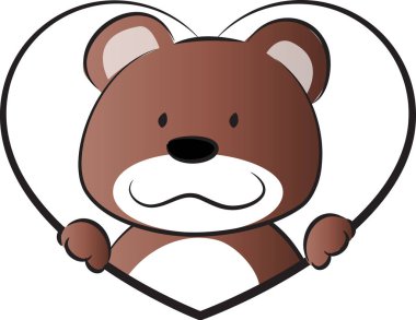 beyaz arka planda kalbi olan sevimli küçük bir ayı, romantik bir kavram. 