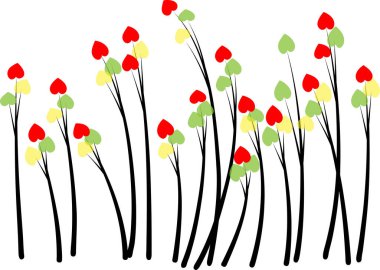 Beyaz arka planda kalbi olan bitkiler, aşk konsepti 