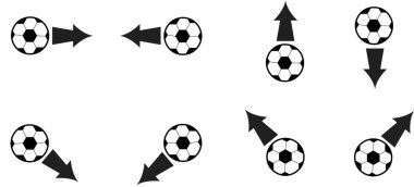 beyaz arkaplanda izole edilmiş toplar ve oklar, vektör illüstrasyonu