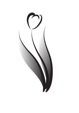 Beyaz arkaplan, vektör, illüstrasyon üzerinde izole edilmiş renkli düz lale logosu simgesi