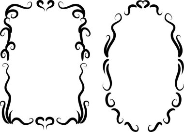 Beyaz arkaplan, vektör, illüstrasyon üzerinde izole çiçek çerçeveleri seti 