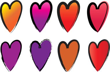 Güzel dekoratif kalp koleksiyonu, aşk konsepti 