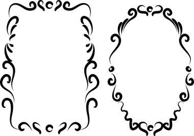 Beyaz arkaplan, vektör, illüstrasyon üzerinde izole çiçek çerçeveleri seti 