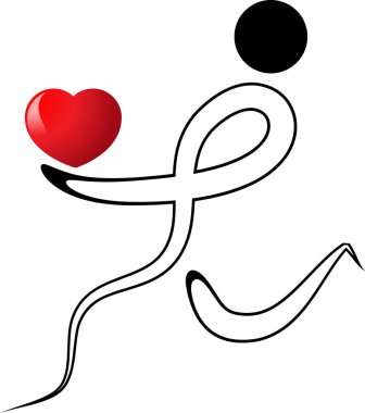 İnsan vücudunun kalp ve aşk konseptiyle çizilmiş fırça darbeleri. 