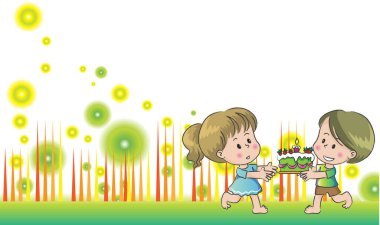 Bir kız ve köpeğinin çizimi