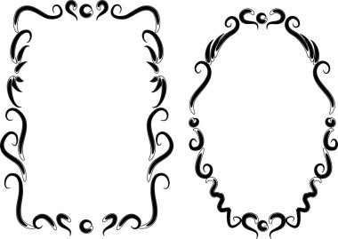 Beyaz arkaplan, vektör, illüstrasyon üzerinde izole çiçek çerçeveleri seti 