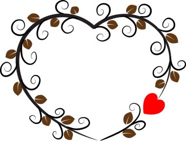 Beyaz arkaplanda ağaç dalları olan renkli düz kalp logosu, 