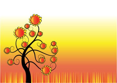 Renk arkaplanı üzerindeki kart şablonu için çiçek çerçevesi, vektör illüstrasyonu