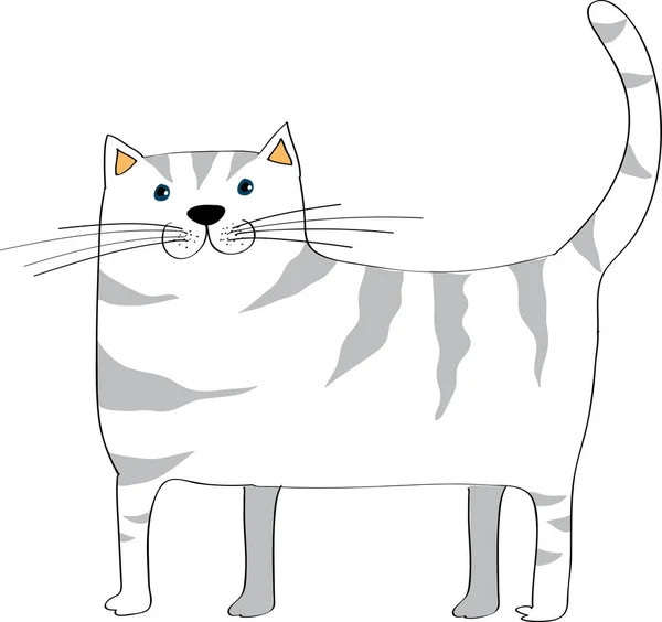 Dibujos Animados Lindo Pequeño Gato Aislado Sobre Fondo Blanco Concepto — Vector de stock