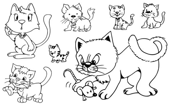 Schattig Katten Cartoon Vector Illustratie Witte Achtergrond Romantisch Concept — Stockvector