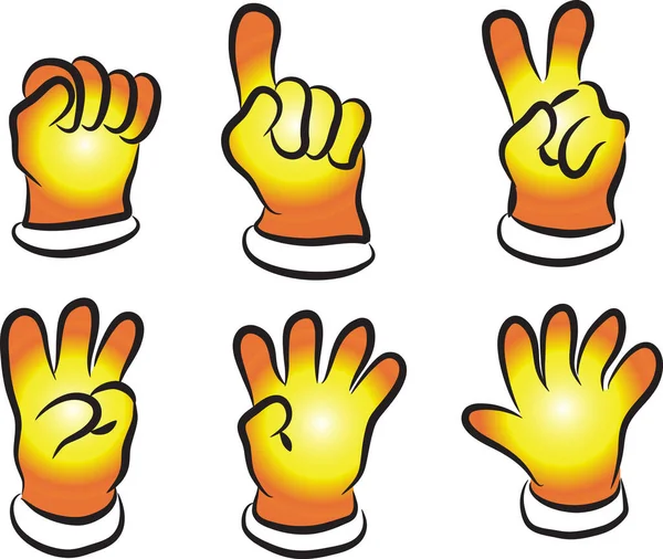 Барвисті Мультяшні Руки Показують Числа Векторні Ілюстрації — стоковий вектор