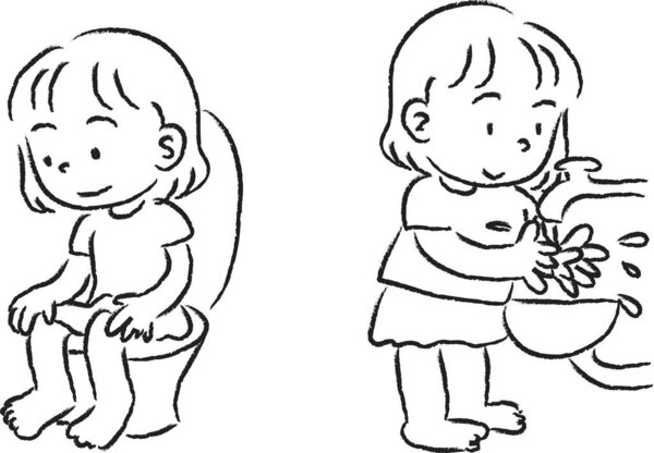 vector illustration with cartoon girls 