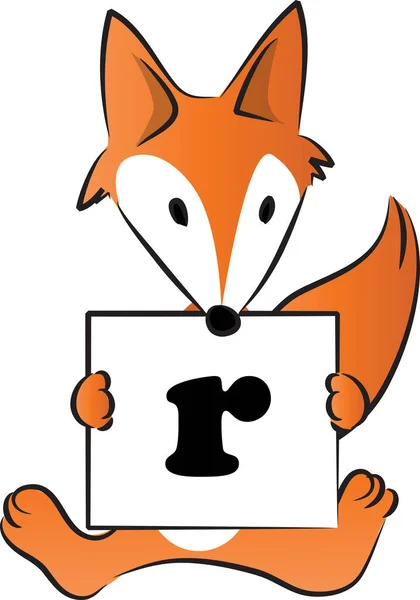 Kreskówka Cute Fox Gospodarstwa Karty Literą Koncepcja Edukacji — Wektor stockowy
