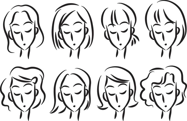 Beauty girl face set — Stock Vector