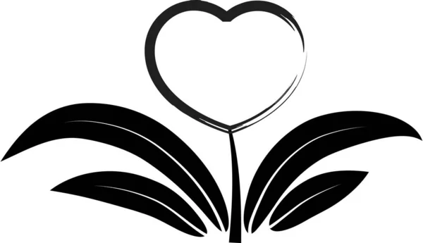 Barevné Ploché Srdce Logo Rostliny Izolované Bílém Pozadí — Stockový vektor