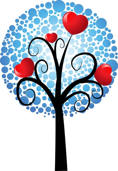 Árbol Amor Con Corazones Espacio Copia Ilustración Vectorial — Vector de stock