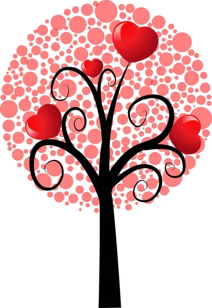 Árbol Amor Con Corazones Espacio Copia Ilustración Vectorial — Vector de stock