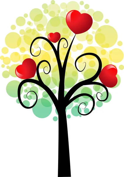 Árbol Amor Con Corazones Espacio Copia Ilustración Vectorial — Vector de stock