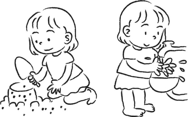 cartoon illustration with girls