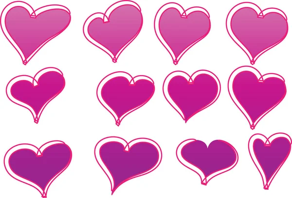 Güzel dekoratif kalp koleksiyonu, aşk konsepti 