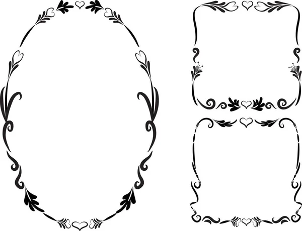 Set Floral Frames Isolated White Background Vector Illustration — Stock Vector