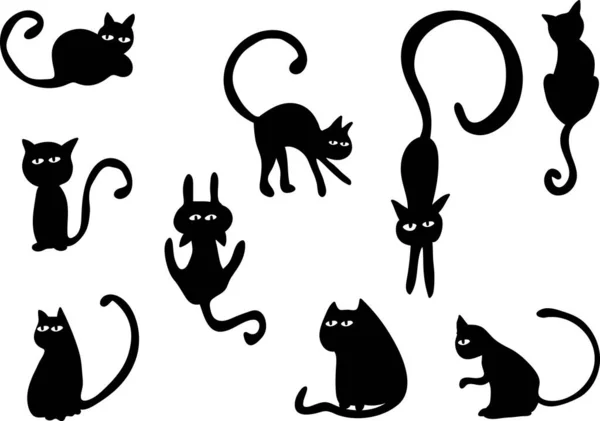 Bonito Gatos Desenho Animado Vetor Ilustração Fundo Branco Conceito Romântico — Vetor de Stock