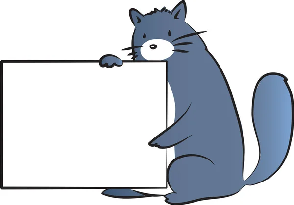 Cartoon Schattig Kat Met Lege Witte Kaart Onderwijs Concept — Stockvector