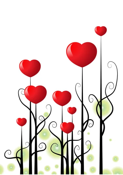 Fondo Árbol Amor Con Corazones Espacio Copia Ilustración Vectorial — Vector de stock