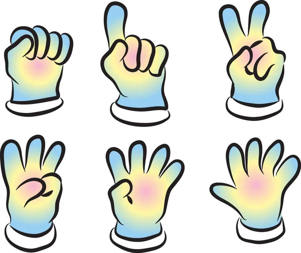 Colorful Cartoon Hands Show Numbers Vector Illustration — Stock Vector