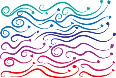 Beyaz arkaplanda izole edilmiş deniz dalgaları kümesi