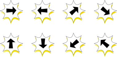 Beyaz arkaplanda düz ok simgeleri kümesi, vektör illüstrasyonu  