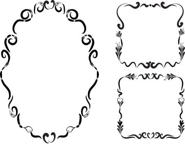 Beyaz arkaplan, vektör, illüstrasyon üzerinde izole çiçek çerçeveleri seti 