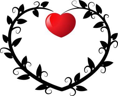 Beyaz arkaplanda ağaç dalları olan renkli düz kalp logosu, 