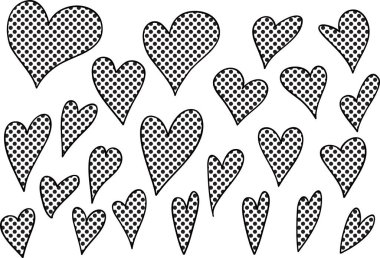 Güzel dekoratif kalp koleksiyonu, aşk konsepti 