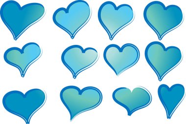 Güzel dekoratif kalp koleksiyonu, aşk konsepti 