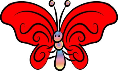 Renk arkaplanı, vektör, illüstrasyon üzerinde izole edilmiş güzel kelebek çizimi